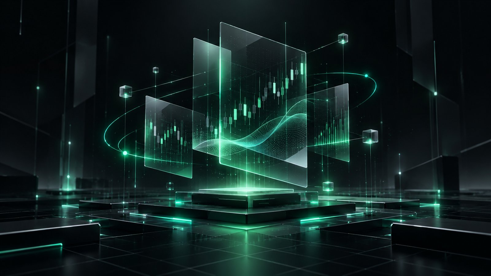 Axiom Trade guide dashboard concept with market charts, wallet signals and trading research panels